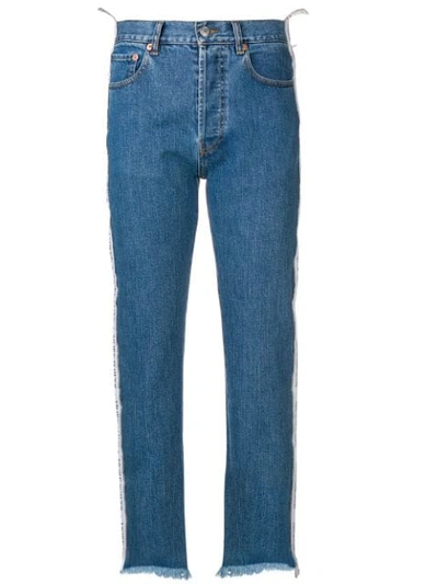 Forte Dei Marmi Couture Side Panelled Fringed Jeans In Blue