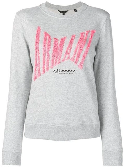 Armani Exchange Sequin Logo Sweatshirt In Grey