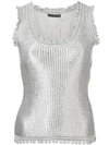 Alexander Mcqueen Ribbed Design Vest Top In Silver