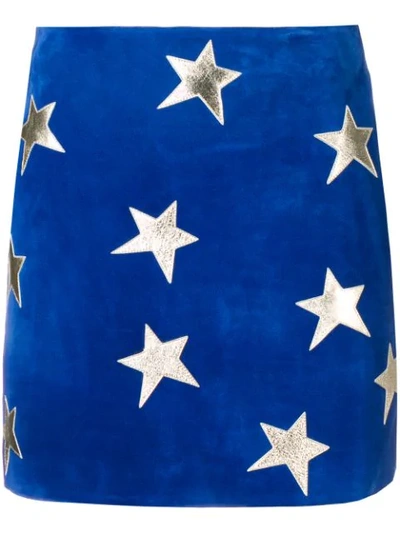 Saint Laurent Star Patches Mini Skirt In Blue