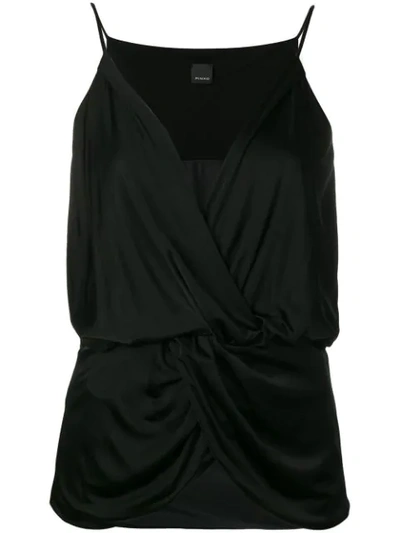 Pinko Ruched Detail Top In Black