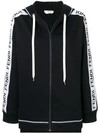 Fendi Logo Zipped Hoodie In Black