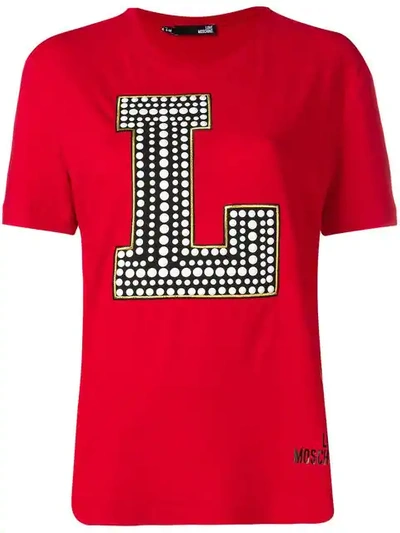 Love Moschino Logo Patch T-shirt In Red