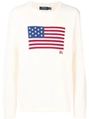 Polo Ralph Lauren Flag Knitted Jumper In White