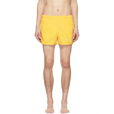 Givenchy Logo Print Swim Shorts In Yellow