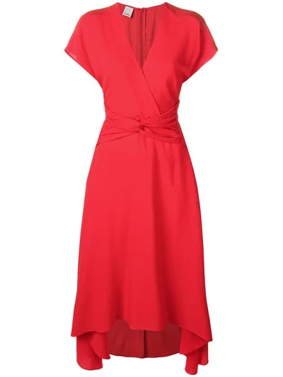 Pinko Asymmetric Midi Dress In Red