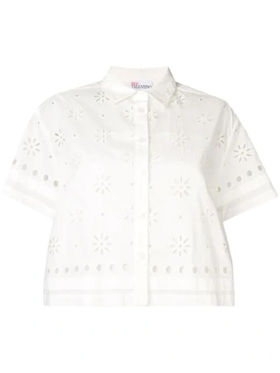 Red Valentino Broderie Anglaise Blouse In White