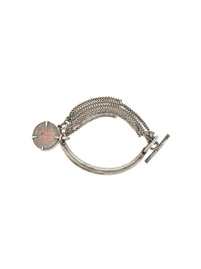 Ann Demeulemeester Solid Staff And Chain Bracelet In Silver