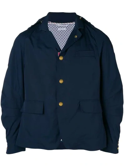 Thom Browne Articulated Hooded Sport Coat In Blue