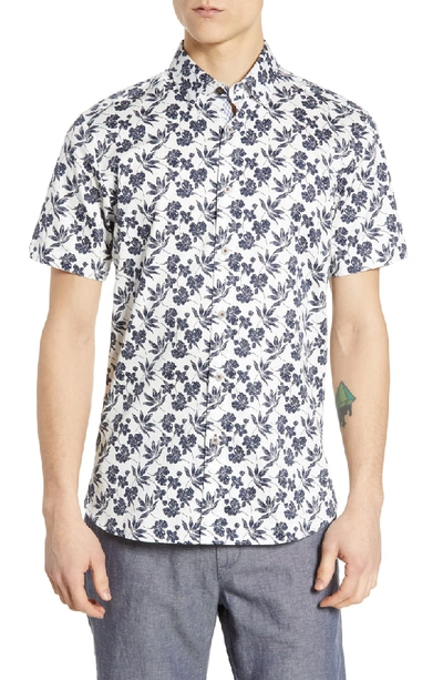 Ted Baker Kolar Slim Fit Print Sport Shirt In White