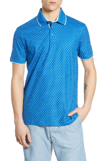 Ted Baker Toff Slim Fit Print Pique Polo In Brt-blue