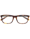 Montblanc Rectangular Frame Glasses - 棕色