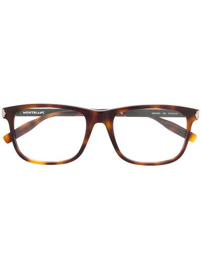 Montblanc Rectangular Frame Glasses - 棕色