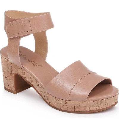 Splendid Thatcher Platform Ankle Strap Sandal In Nude Leather