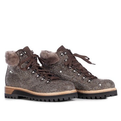 Le Silla Trekking Boot In Powder, Leather And Crystals In Urban Colour ...