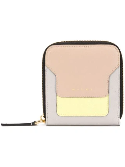 Marni Squared Zip Around Wallet In Grey