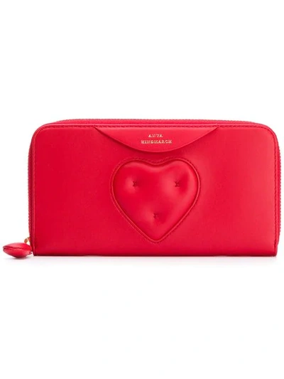 Anya Hindmarch Large Chubby Heart Zip In Red