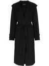Joseph Lista Belted Wrap Trench Coat In Black