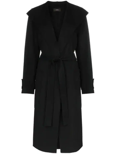 Joseph Lista Belted Wrap Trench Coat In Black