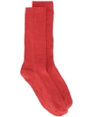 Holland & Holland Ribbed Knit Socks In Salmon