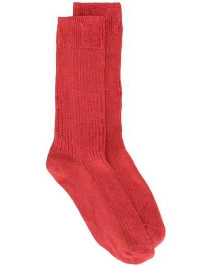 Holland & Holland Ribbed Knit Socks In Salmon