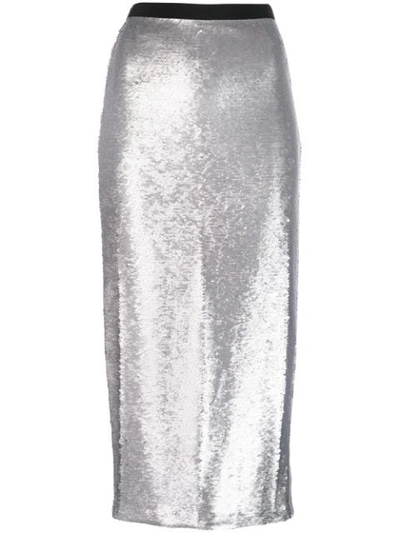 Cinq À Sept Sequin Paula Skirt In Silver