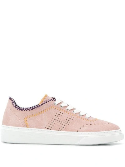 Hogan Perforated Logo Sneakers In Pink