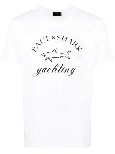 Paul & Shark Logo Print T-shirt In White