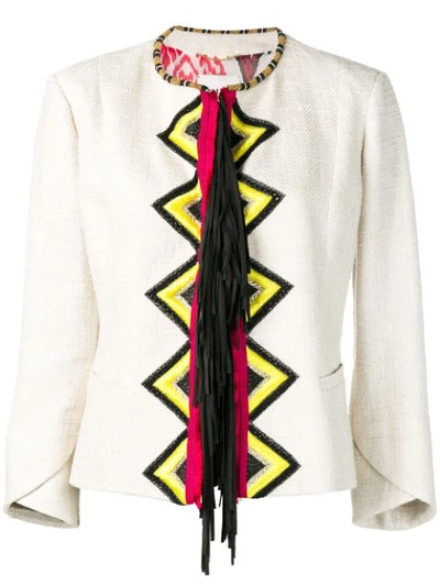 Bazar Deluxe Geometric Embroidered Jacket In Neutrals