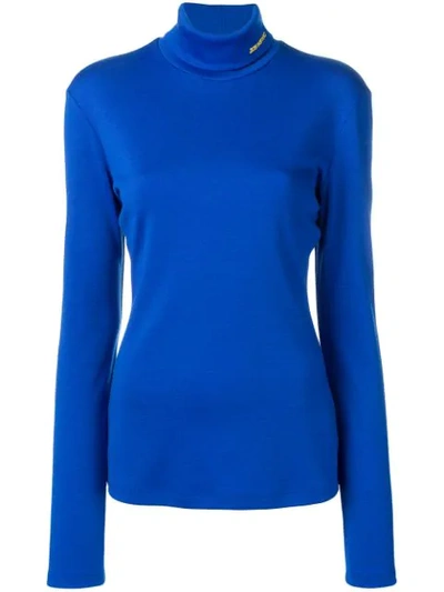 Calvin Klein Roll Neck Knitted Top In Blue