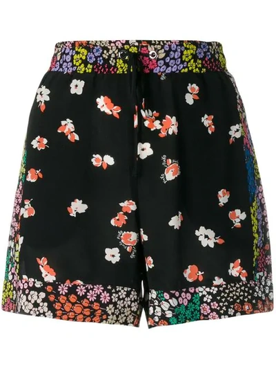 Pinko Floral Print Shorts In Black