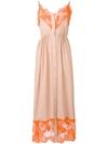 Msgm Lace Inserts Long Dress In Neutrals