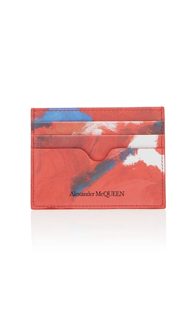 Alexander Mcqueen Printed Leather Card Holder In Multi