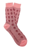Alexander Mcqueen Skull-print Cotton-blend Short Socks In Pink