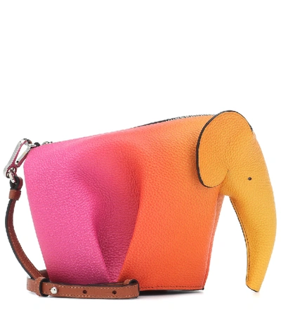 Loewe Elephant Mini Leather Shoulder Bag In Orange