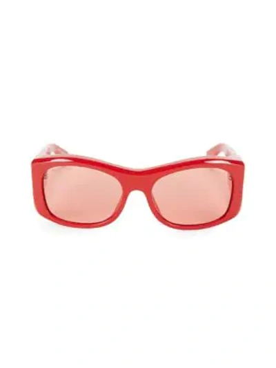 Balenciaga 59mm Rectangular Acetate Sunglasses In Red