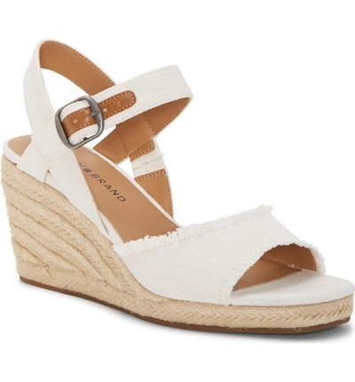 Lucky Brand Mindra Espadrille Wedge Sandal In White Fabric