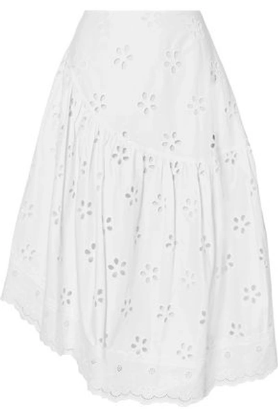 Simone Rocha Woman Asymmetric Broderie Anglaise Cotton Skirt White