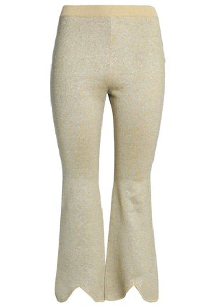 Jw Anderson Woman Metallic Knitted Flared Pants Gold