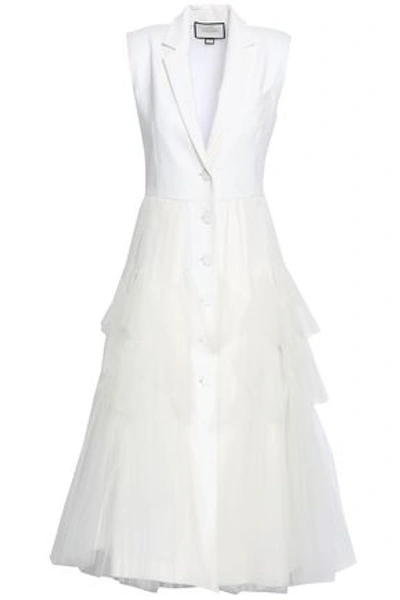 Alexis Woman Belted Paneled Cotton-blend Midi Dress White
