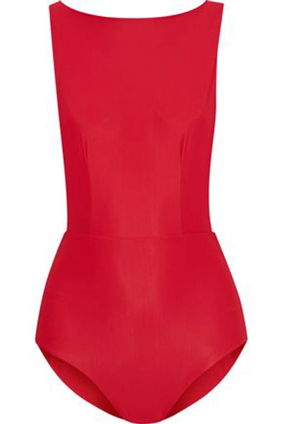 Haight Woman Side Slit Maillot Swimsuit Red