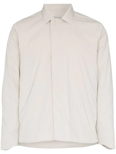 Descente Cream Concealed Zip Front Jacket In Neutrals