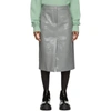 Tibi Croc-embossed Faux Leather Midi Skirt In Grey