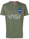 Alpha Industries T-shirt Mit "nasa"-patch In Green