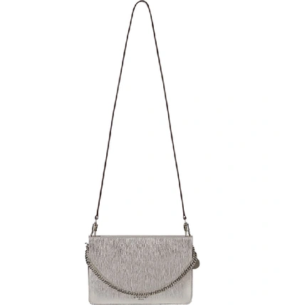 Givenchy Cross 3 Metallic Leather & Suede Crossbody Bag In Silver/ Natural