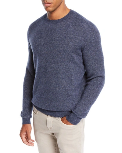 Loro Piana Men's Dunster Cashmere Crewneck Sweater In Blue