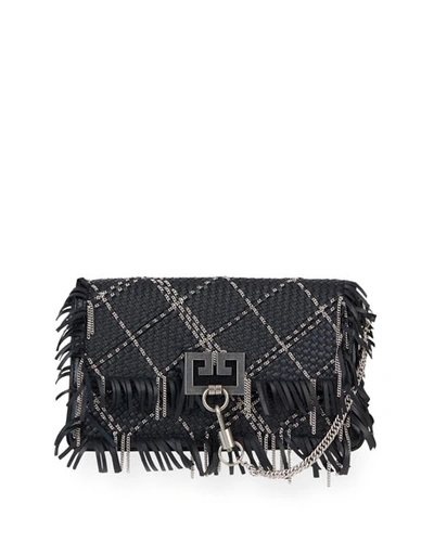 Givenchy Charm Small Woven Leather Shoulder Bag In Black