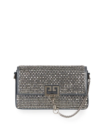 Givenchy Charm Small Mirror-crystal Shoulder Bag In Silver