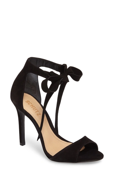 Schutz Rene Sandal In Black Nubuck Leather ModeSens