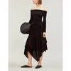 Victoria Beckham Asymmetric Ruffled Woven Dress In Black